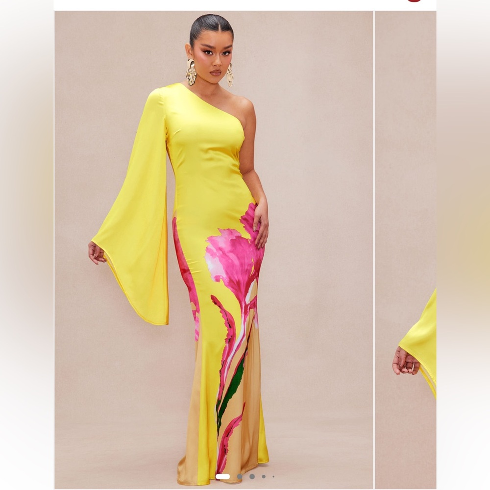 Yellow and Pink Floral Maxi Dress